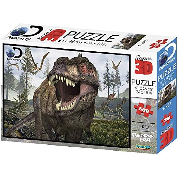 PRIME-3D 3D DISCOVERY: T-REX LANDSCAPE 500PC PUZZLE, MULTICOLOURED, 0670889101718